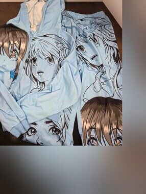SHEIN Anime Print Hoodie and Joggers Set for Kids
